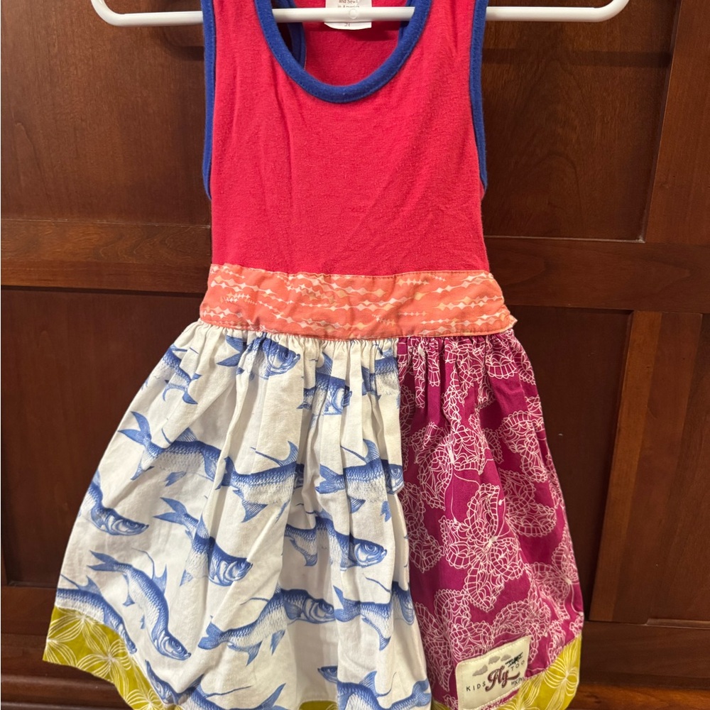 K. Pea Colorful Kids Dress with Fish Print, Size 2T